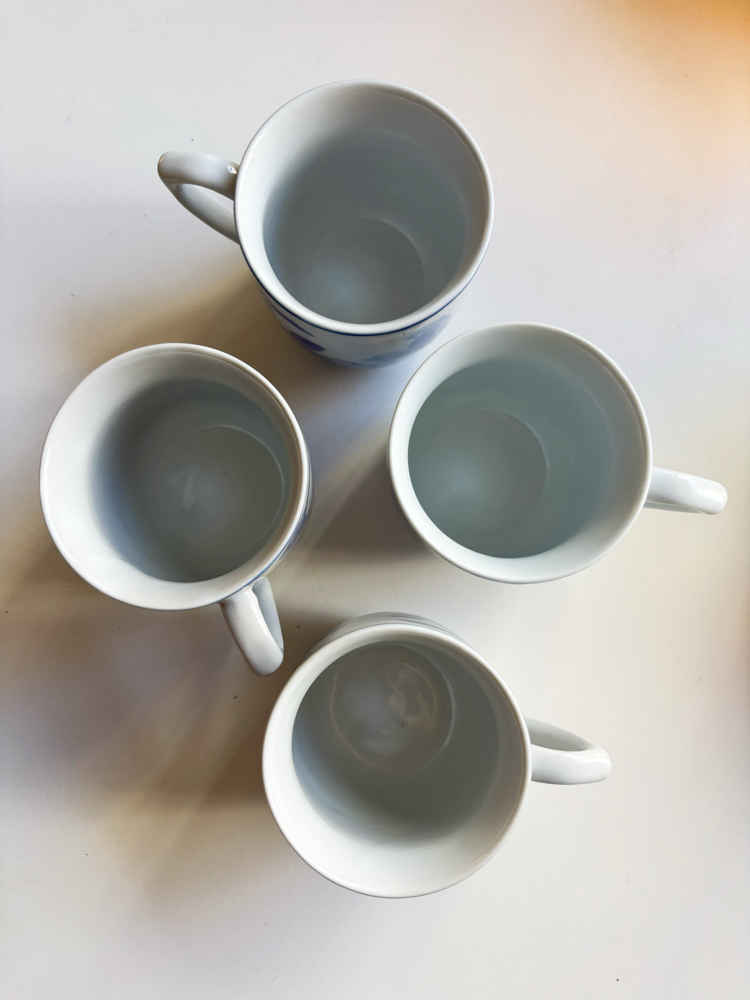 80’s Hand Painted Porcelain Mugs from China