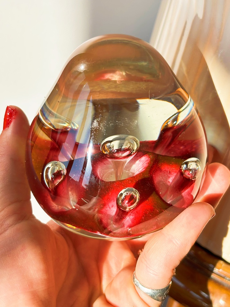 Italian Handmade Murano Glass Pink Paperweight
