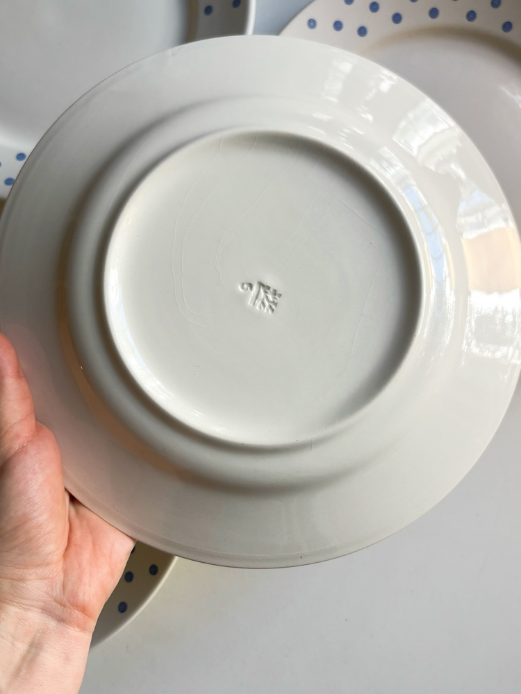 80’s Blue + White Spiral Ceramic Plates