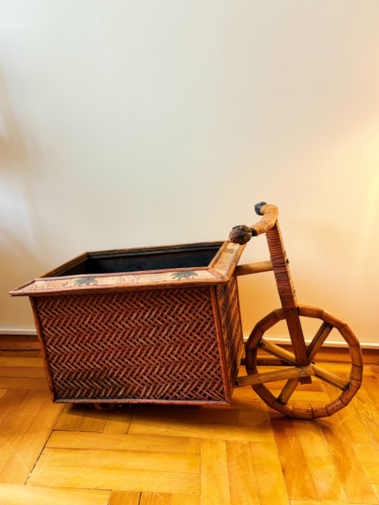 70's Handmade Rattan Bike Basket 