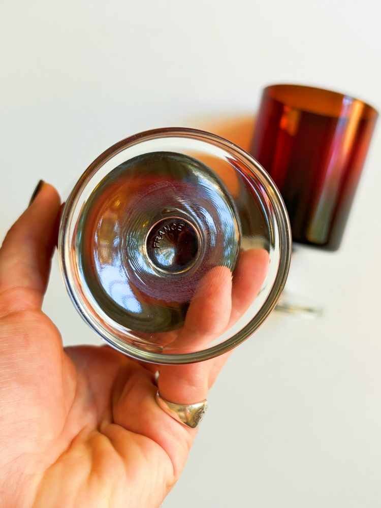 80’s French Burgundy Glass Goblets