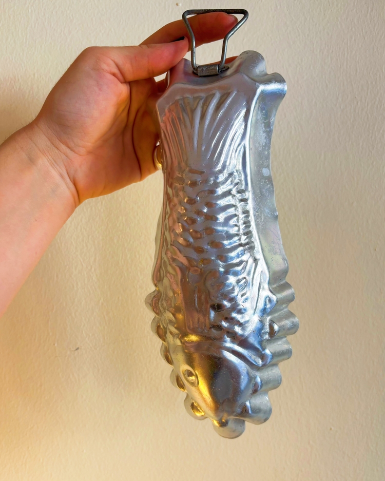 80’s Aluminum Fish Tin Cake Mold Wall Decor 