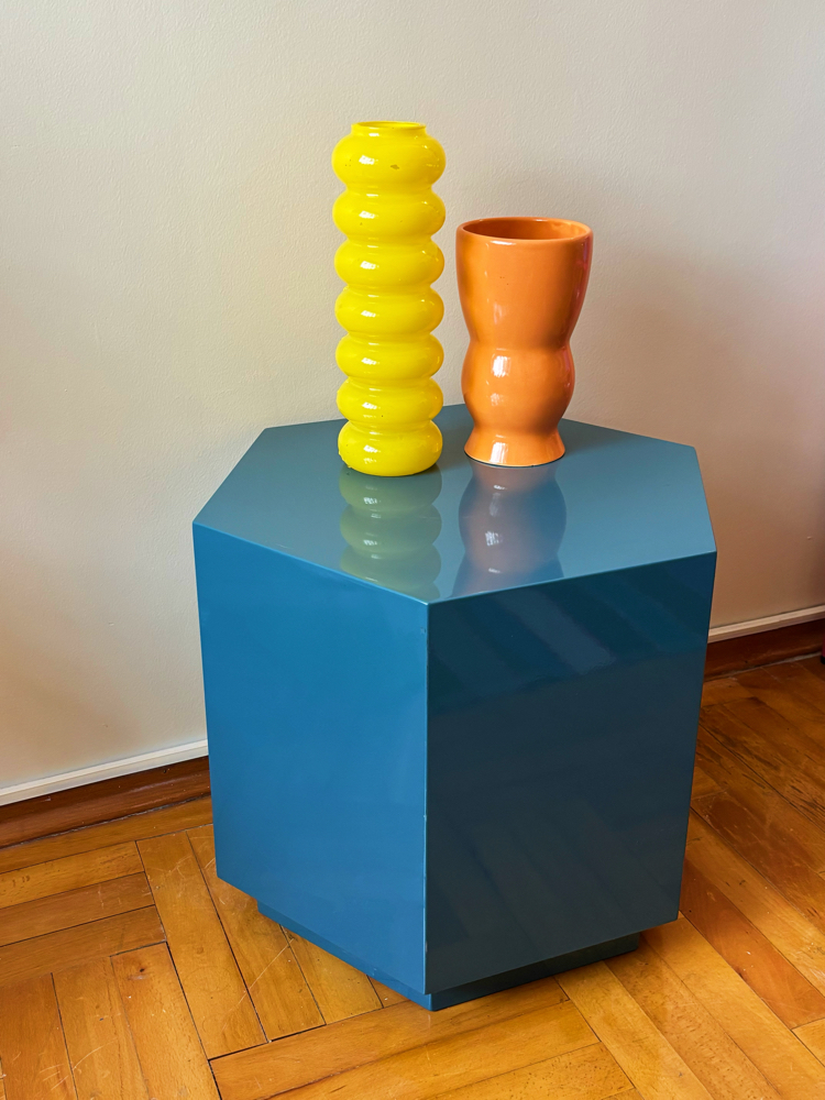 80’s Memphis Style Petrol Blue Table