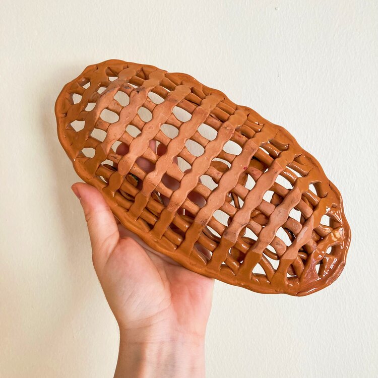 Leafy Handmade Ceramic Berry Bowl