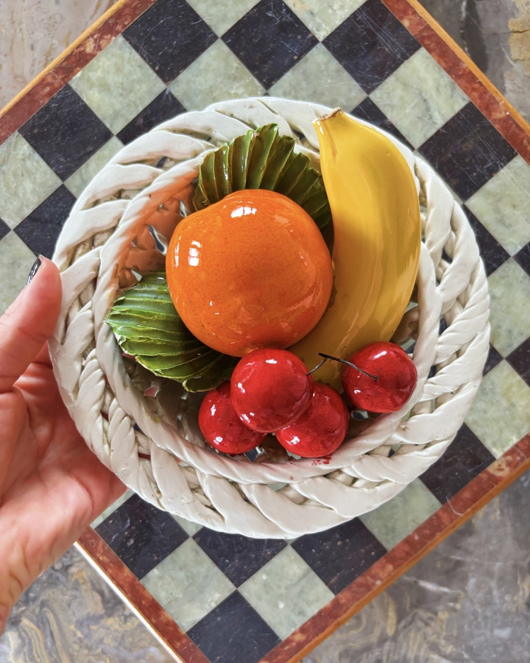 70’s Italian Handmade Ceramic Fruit Basket 