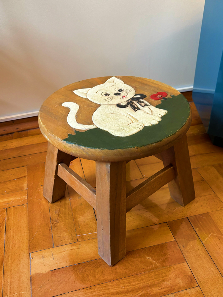 Handmade Kitty Wooden Stool