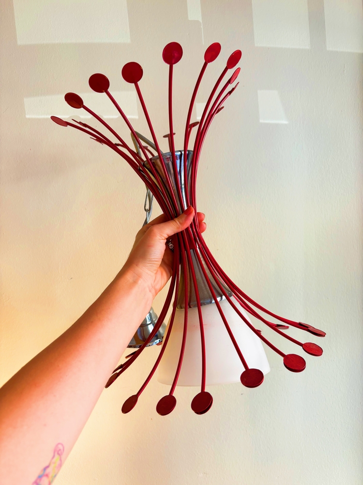 Red Metal + Glass Funky Ceiling Lamp