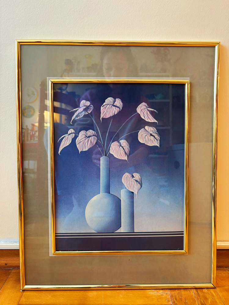 80’s Gold Framed Anthurium Wall Art 
