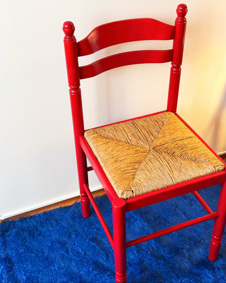 1960’s Italian Red Lacquered Wooden Chair 