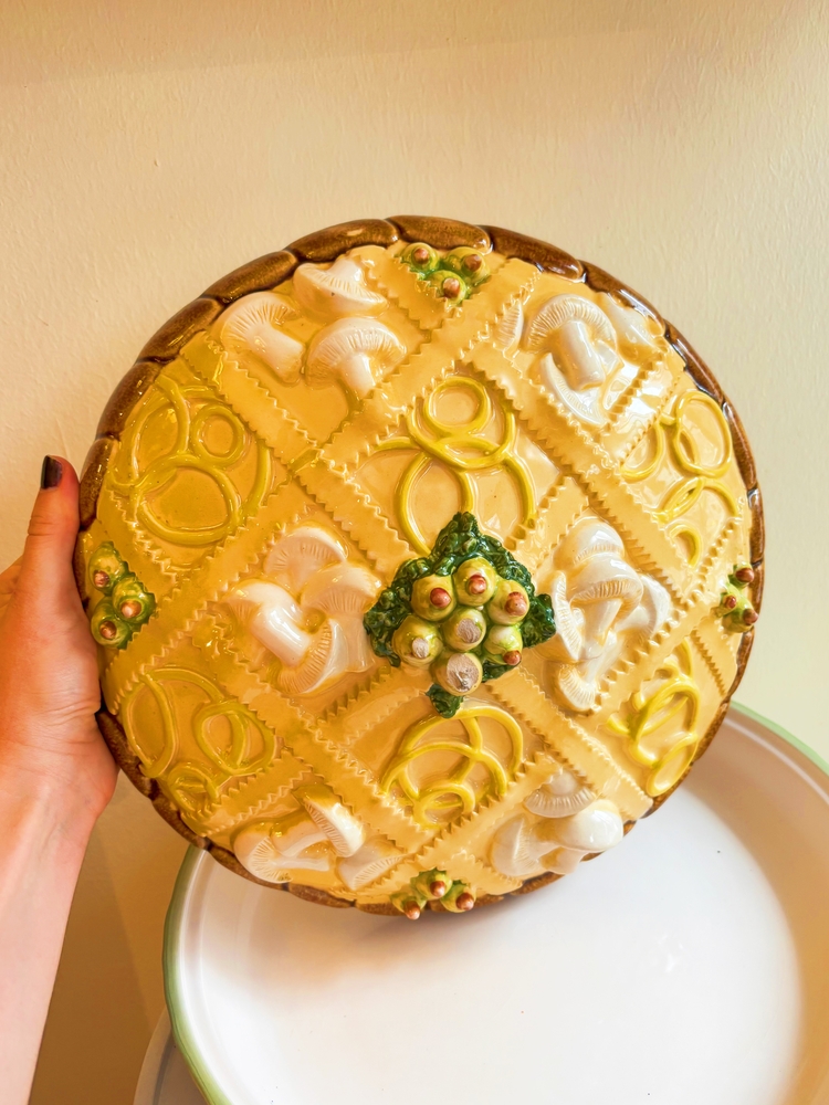Mushroom + Cheese Tart Shaped Handmade Ceramic Box 