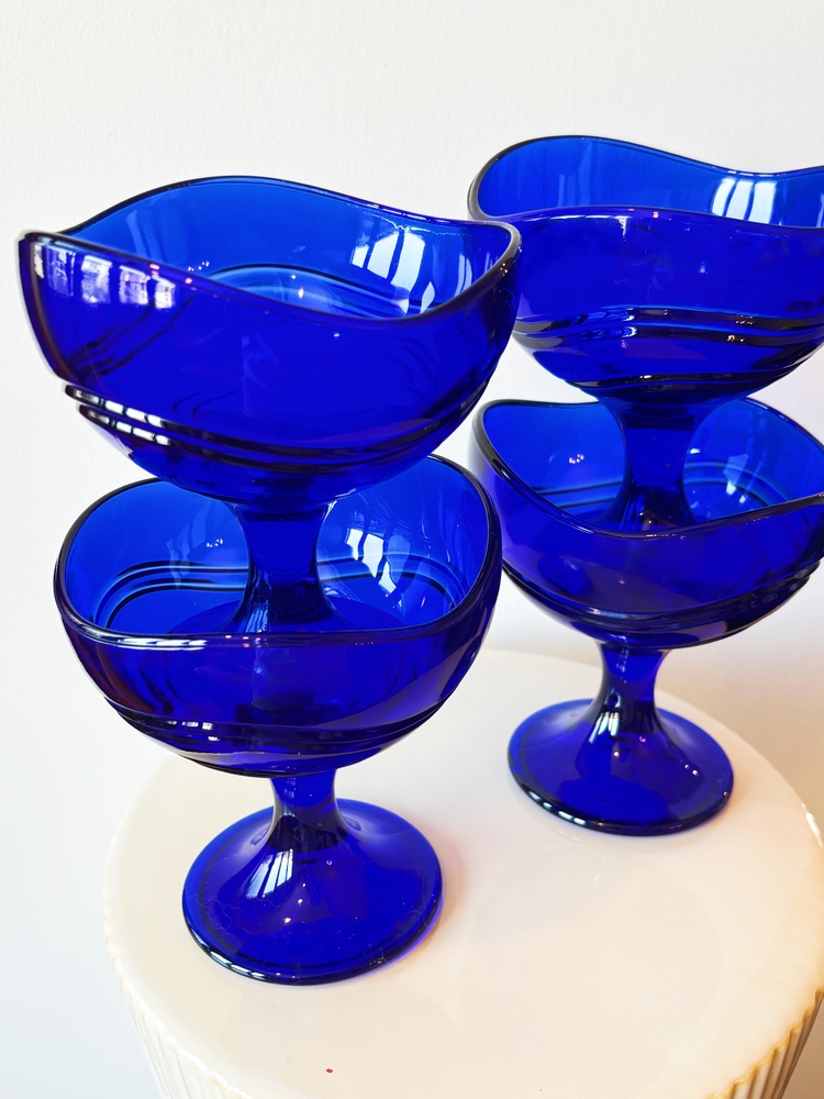 80’s French Electric Blue Dessert Cups