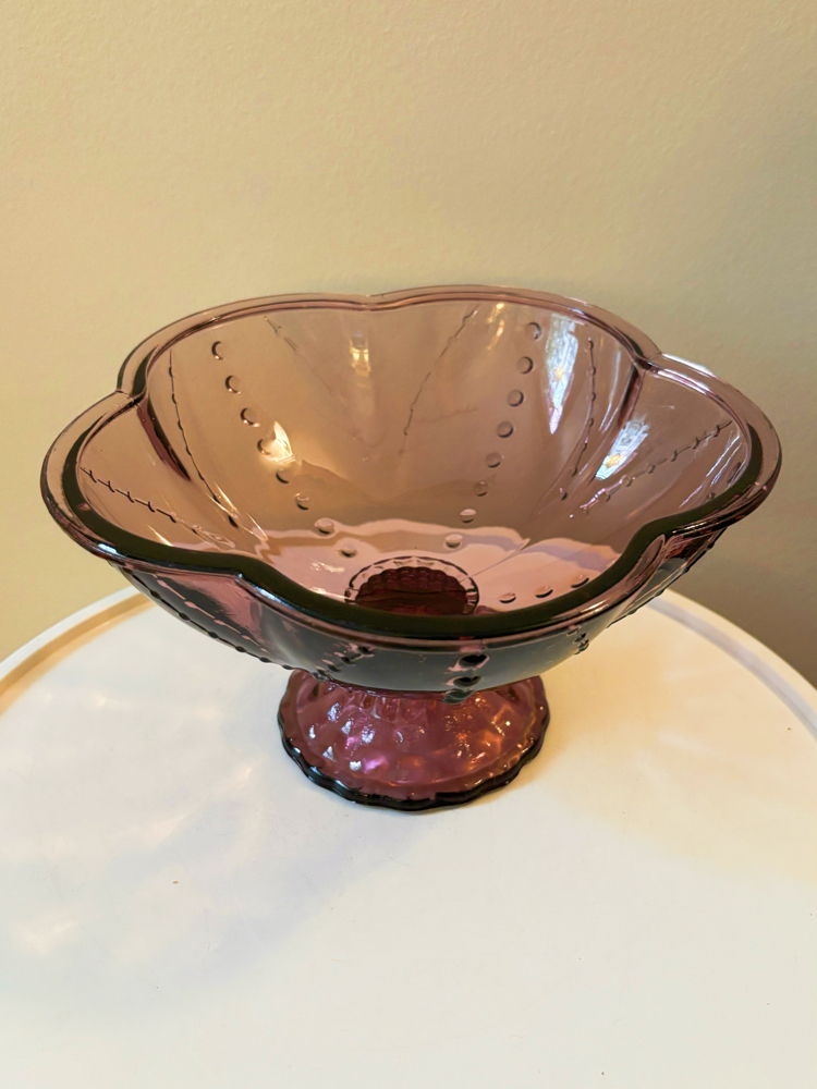 Purple Glass Pedestal Bowl
