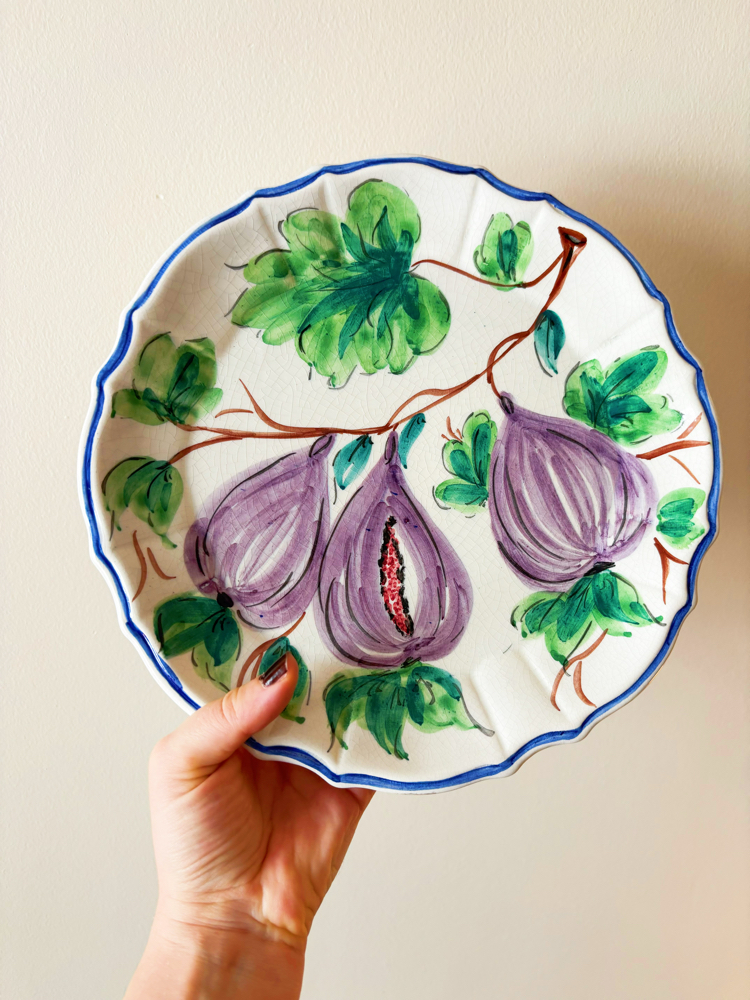 70’s Italian Hand Painted Fig Wall Plate 