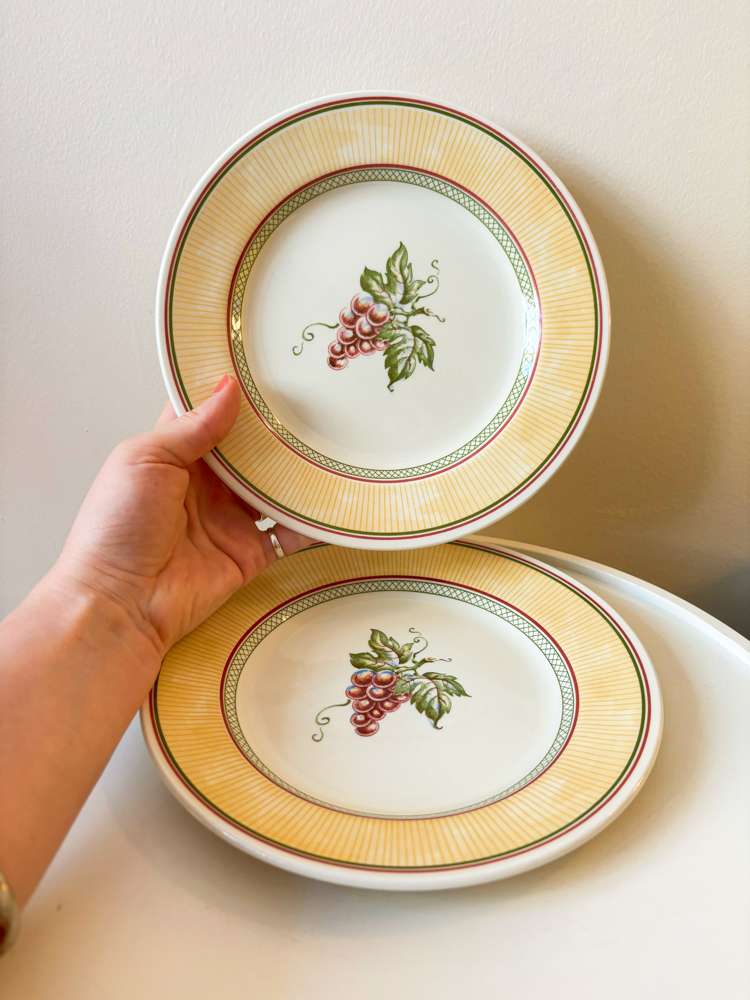 English Staffordshire Grapes Breakfast Plates