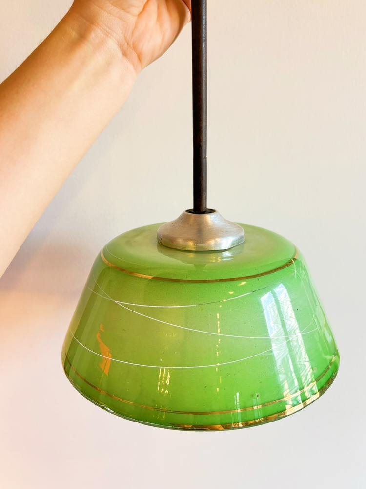 60’s Green Opaline Glass Ceiling Lamp 