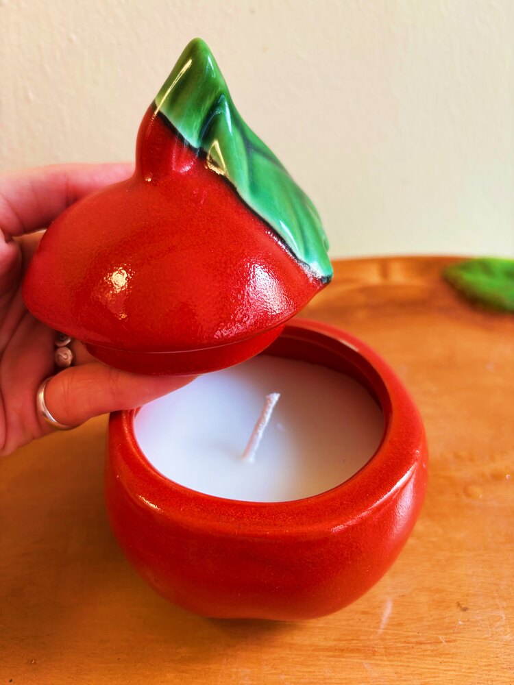 70’s German Handmade Apple Box with Candle 
