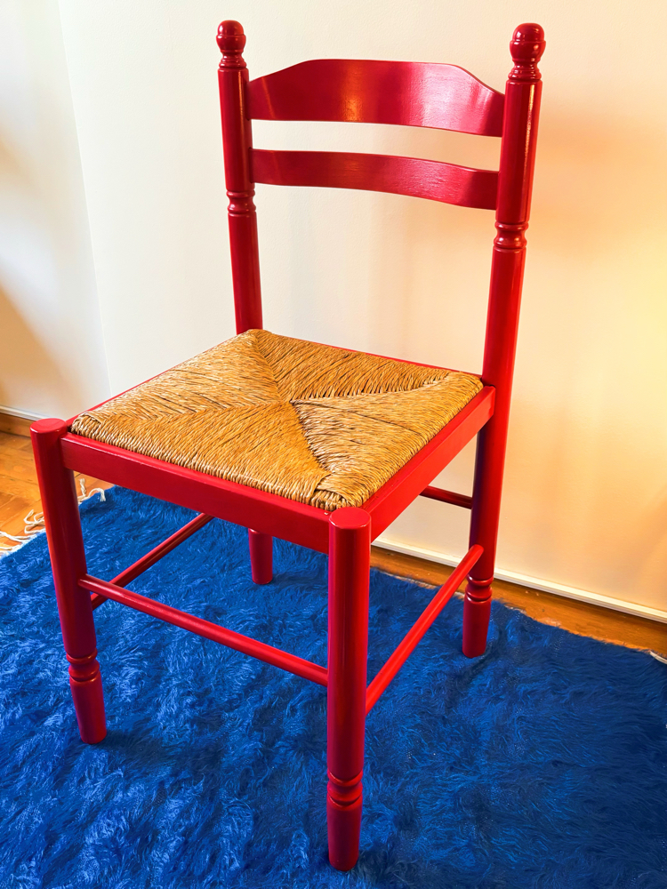 1960’s Italian Red Lacquered Wooden Chair 