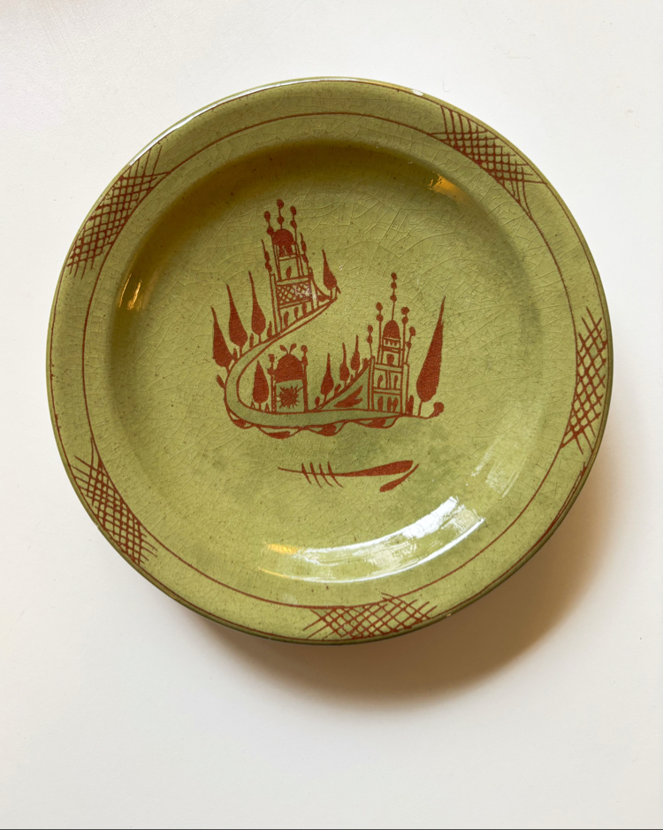 Olive Green Antique Wall Plate