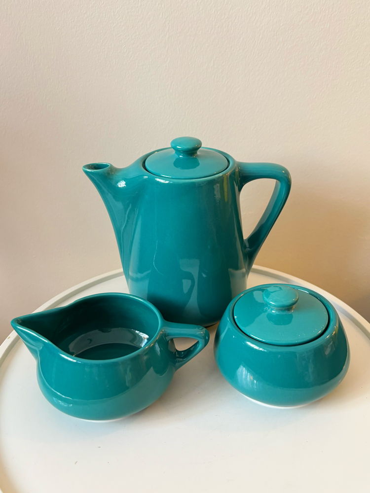 80’s Petrol Green Art-Deco Eczacıbaşı Ceramic Tea Set