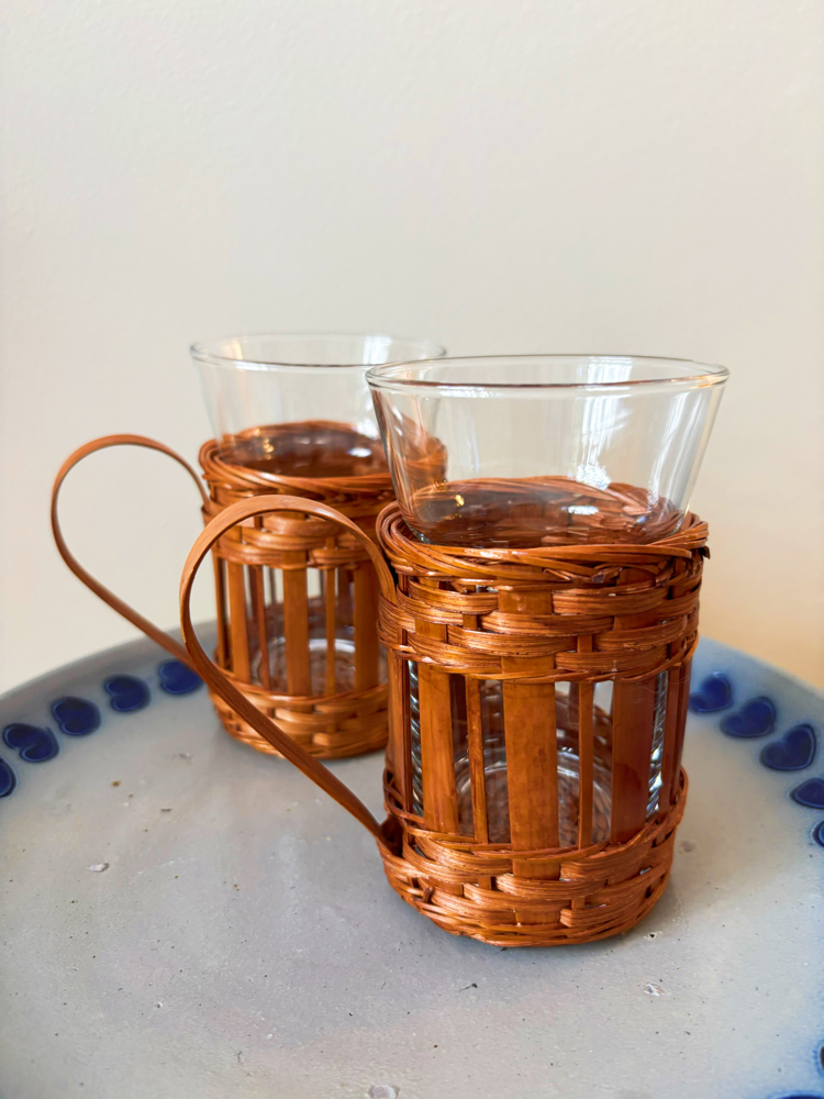 70’s Bamboo Glass Mugs