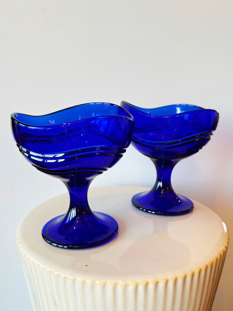 80’s French Electric Blue Dessert Cups