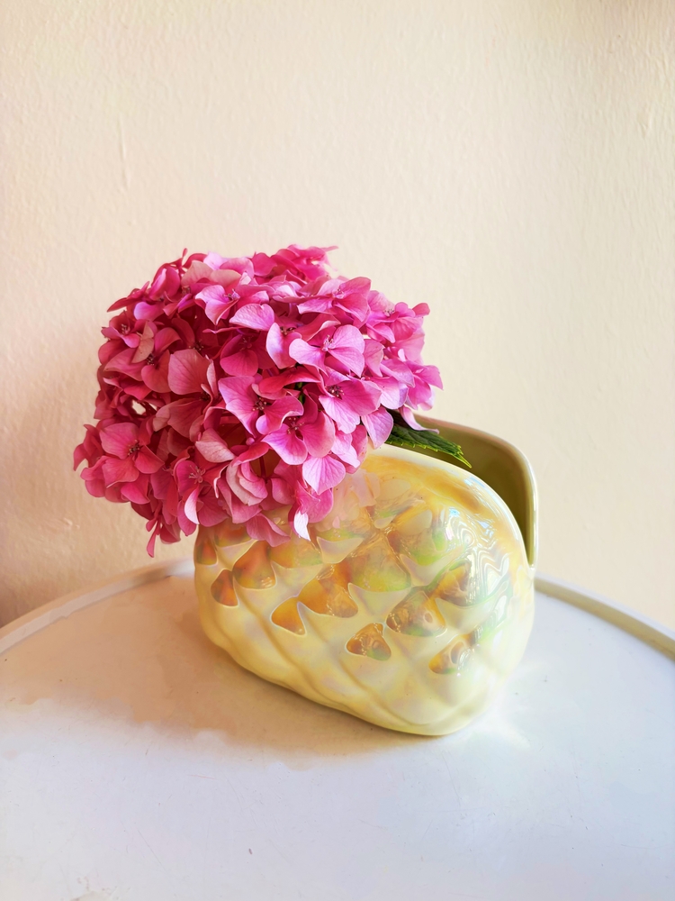 80’s Iridescent Ceramic Purse Shaped Vase