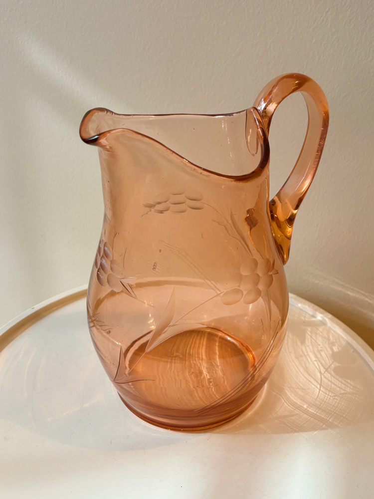 80’s Rose Pink Glass Jug