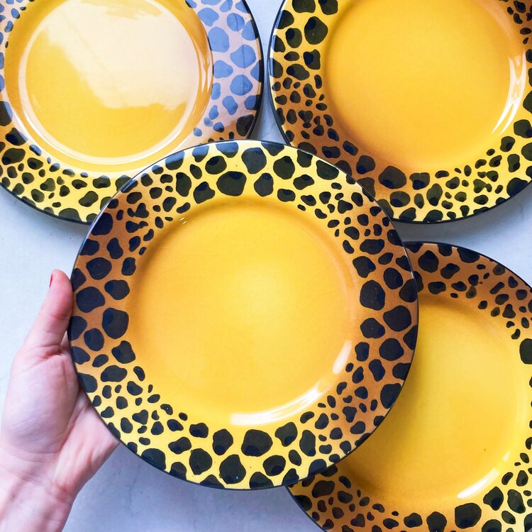 90’s Leopard Ceramic Plates by Haldun