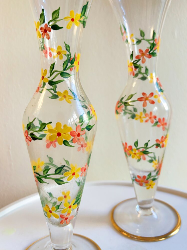 70’s Hand Painted Floral Bud Vase