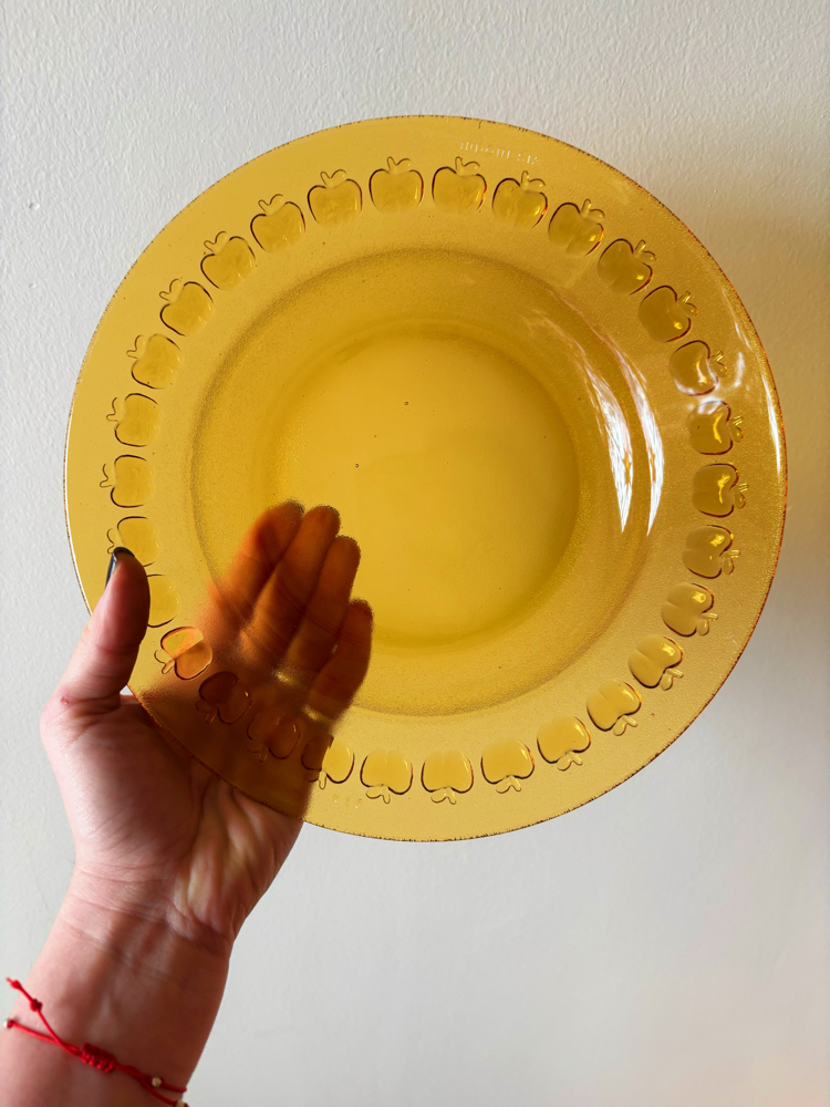 70’s Apple Embossed Amber Glass Deep Plates 