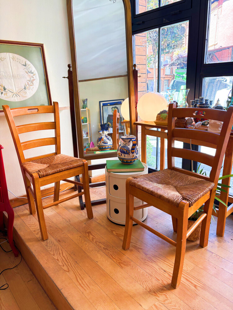 French Rattan + Wooden Chairs 