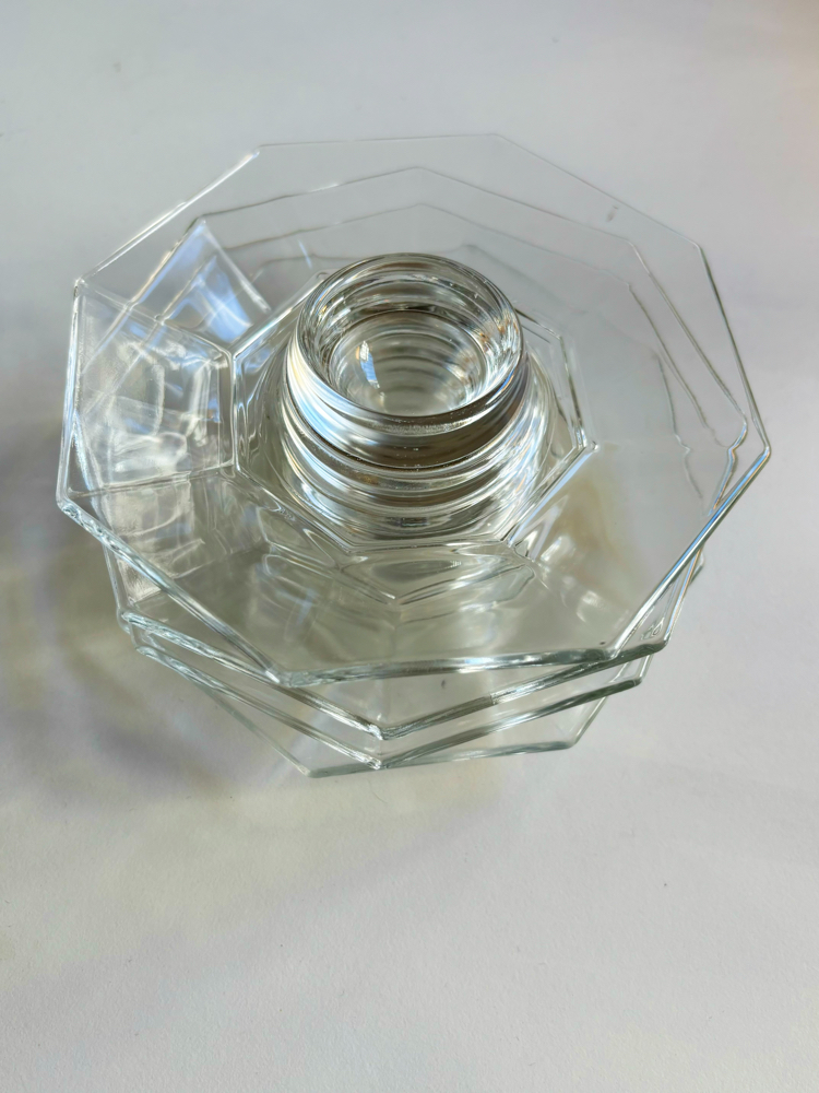 80’s French Clear Glass Octagonal Egg Cups