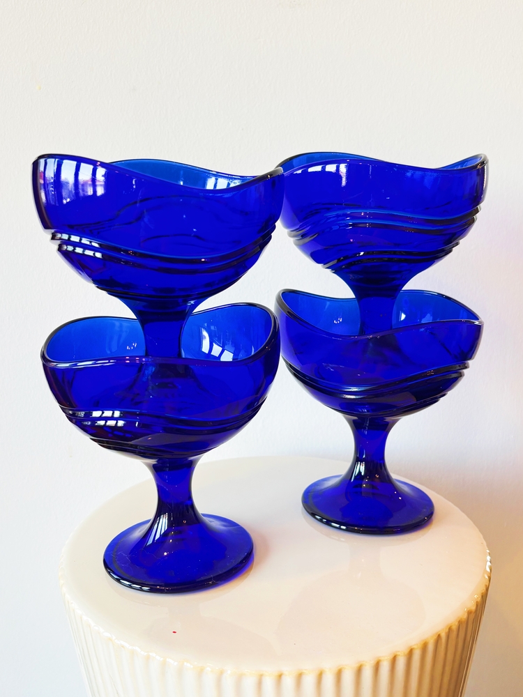 80’s French Electric Blue Dessert Cups