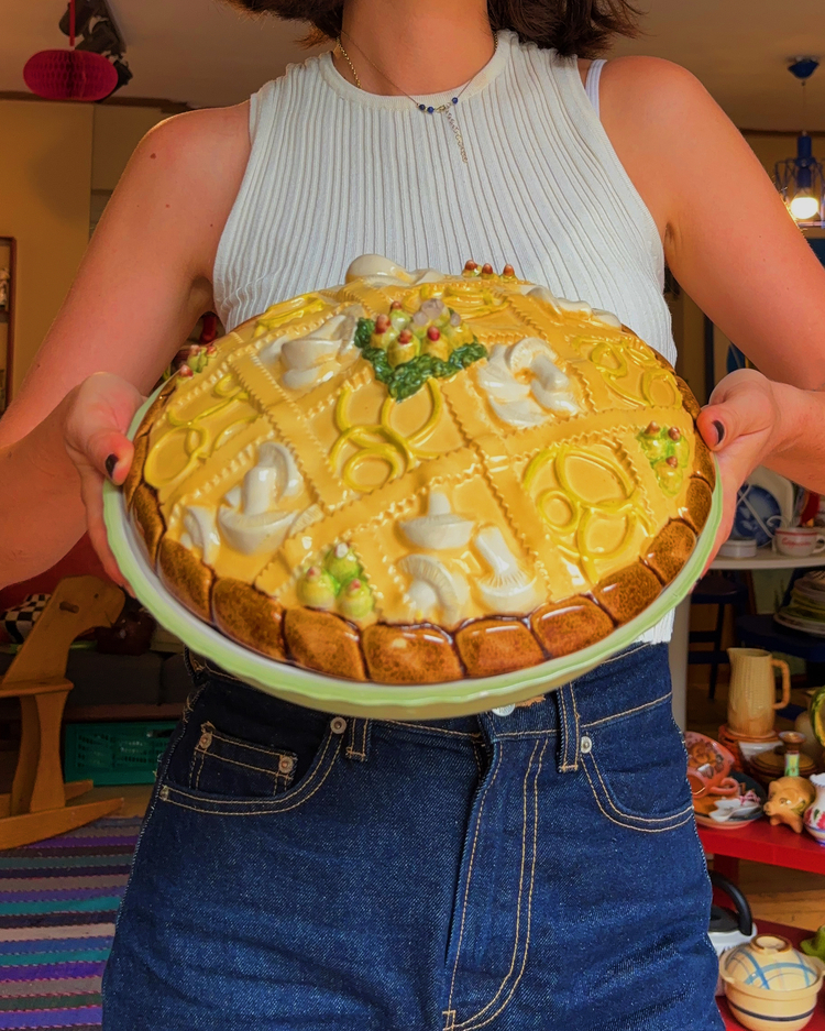 Mushroom + Cheese Tart Shaped Handmade Ceramic Box 