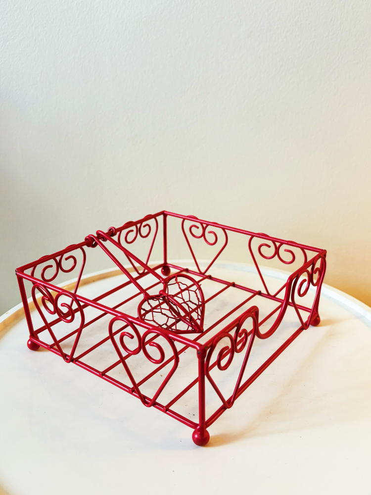 Red Hearts Metal Napkin Holder