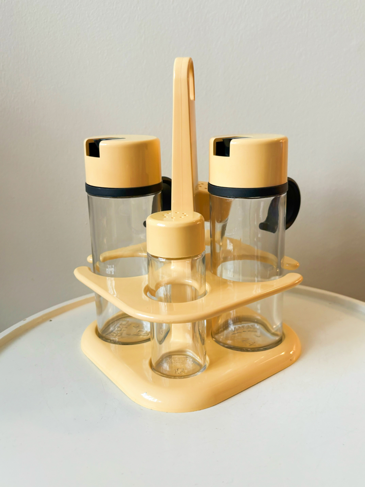 80’s Spanish Butter Yellow Condiment Set 