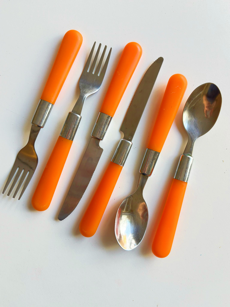 Orange + Steel Cutlery Set