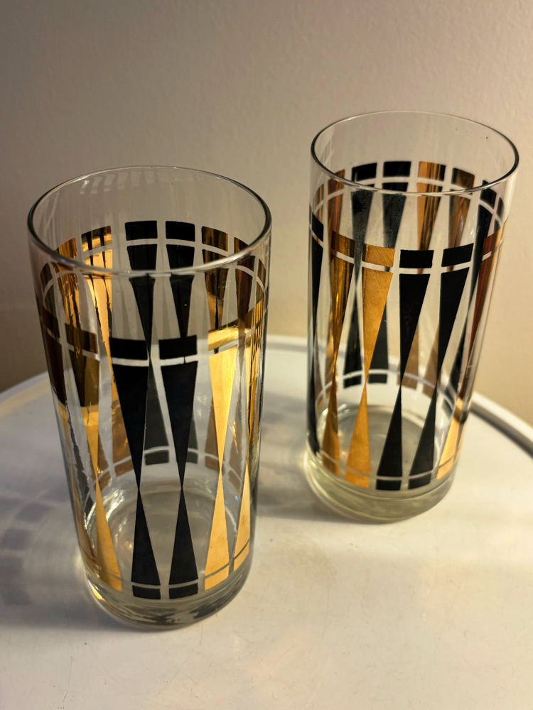 70’s Gold + Black Cocktail Glasses 