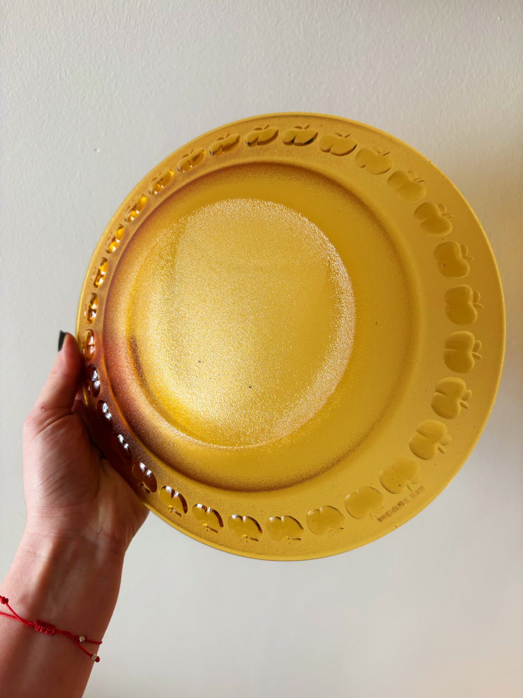 70’s Apple Embossed Amber Glass Deep Plates 