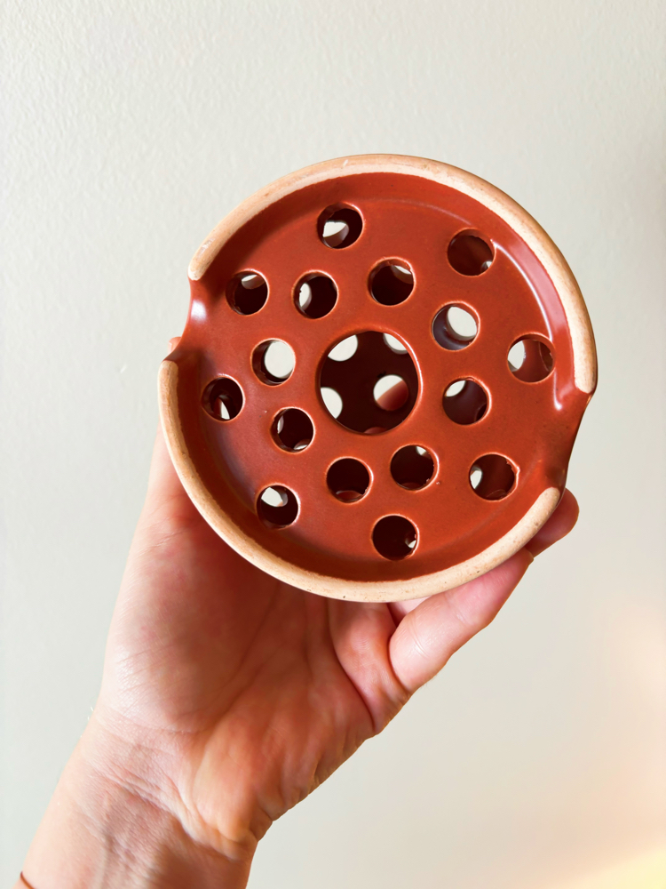 Brown Matte Ceramic Flower Frog