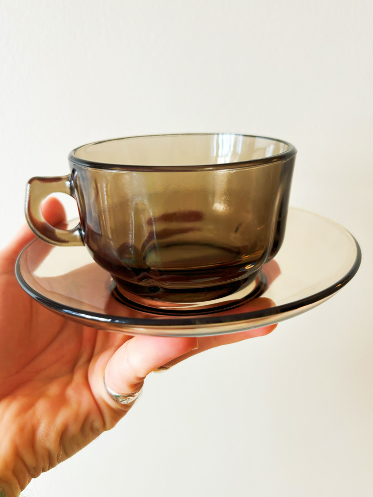 80’s Fumed Glass Teacups 