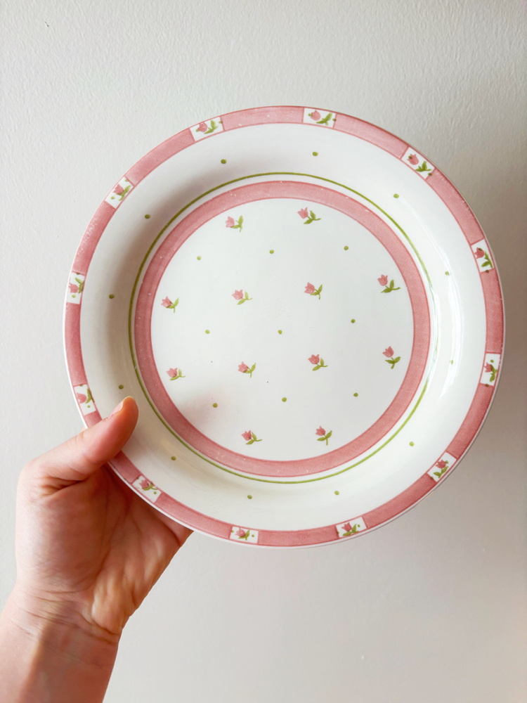 English Wall Plate with Tiny Pink Flowers
