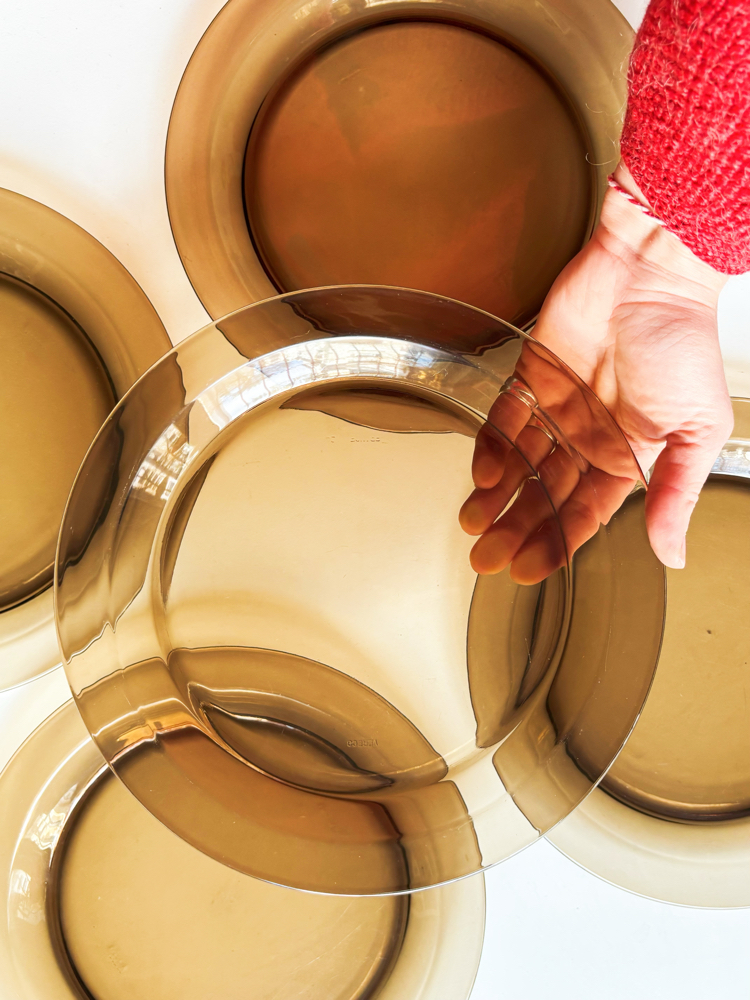 80’s Vereco Smoky Glass Plates