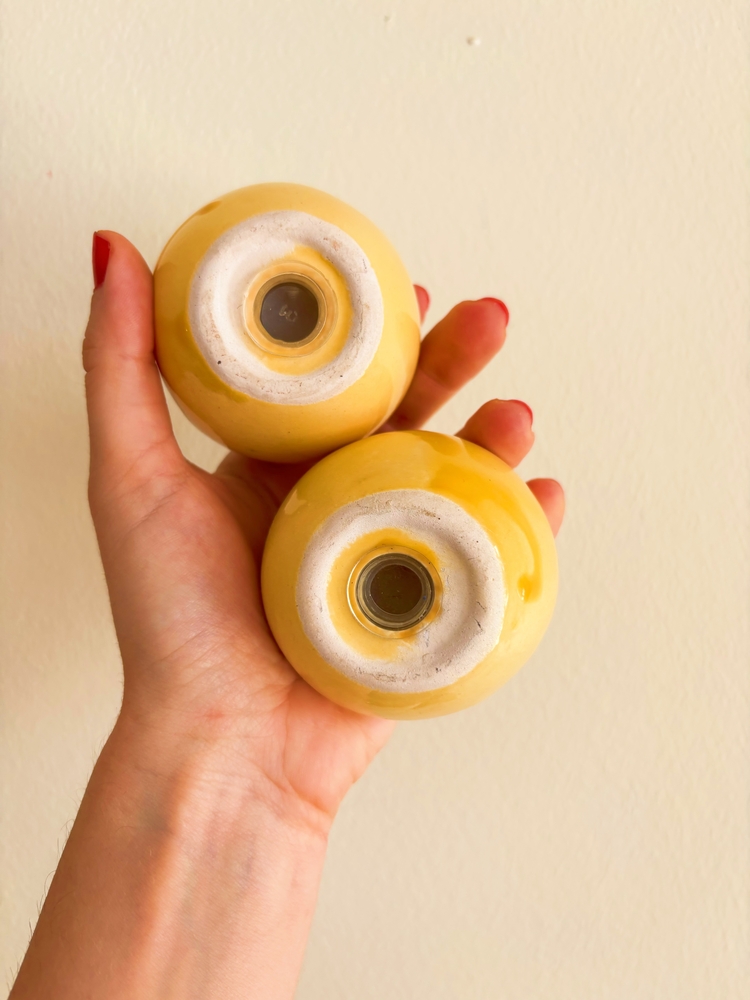 Butter Yellow Ceramic Apple Salt and Pepper Shakers 