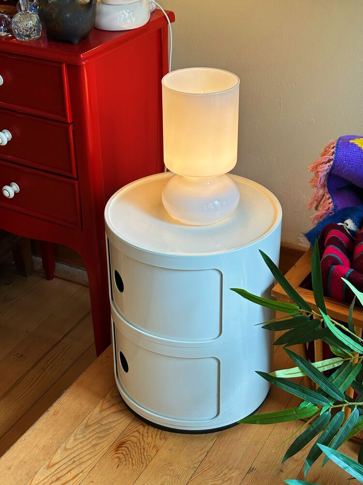 White Opaline Glass Mushroom Lamp by IKEA 
