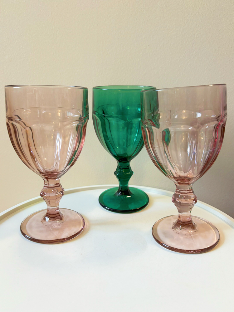 80’s American Duralite Colorful Glass Goblets 