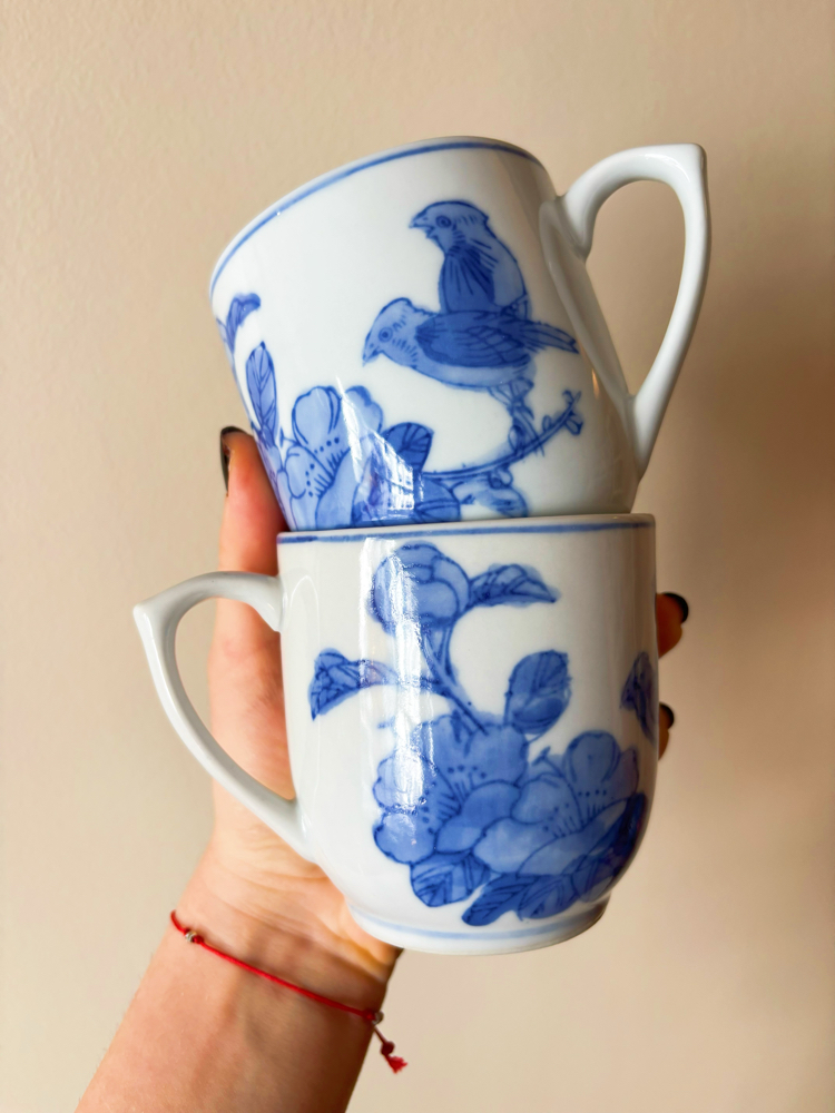 80’s Hand Painted Porcelain Mugs from China