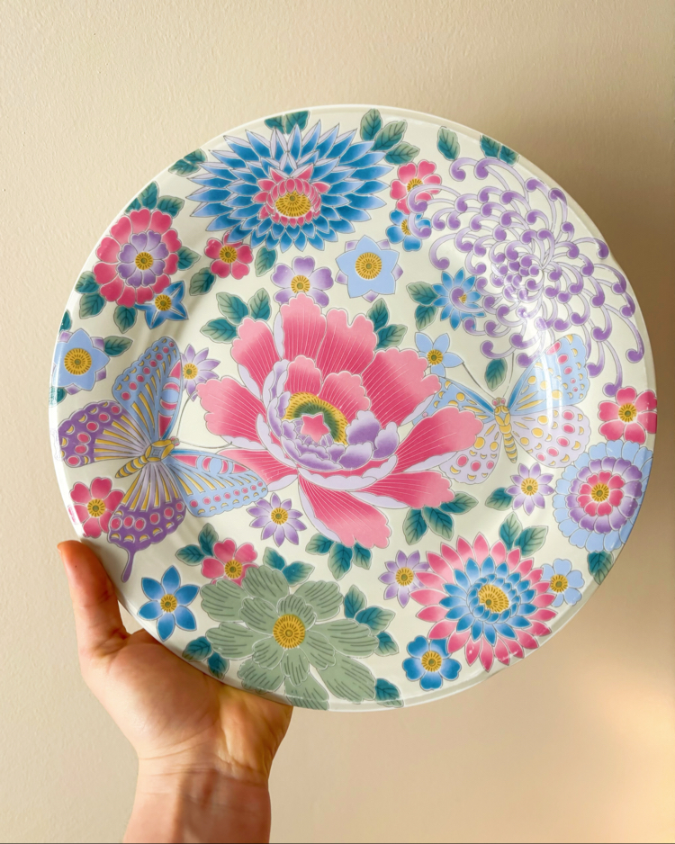 Japanese Hand Painted Floral Wall Plate 