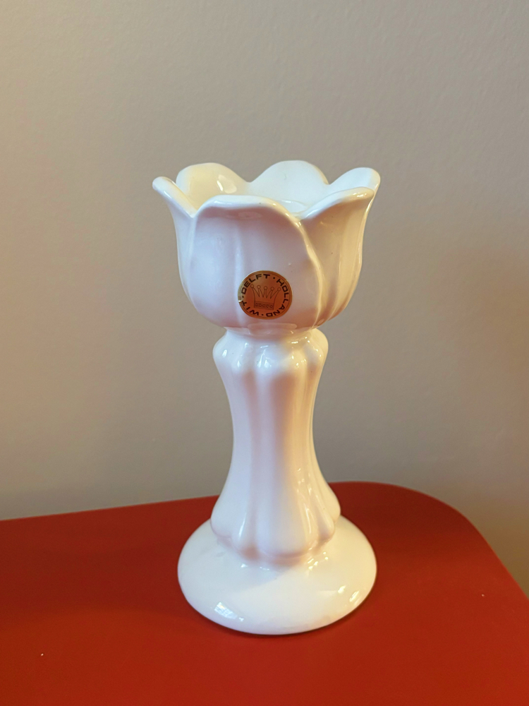 80’s Dutch Delft Porcelain Candleholder 