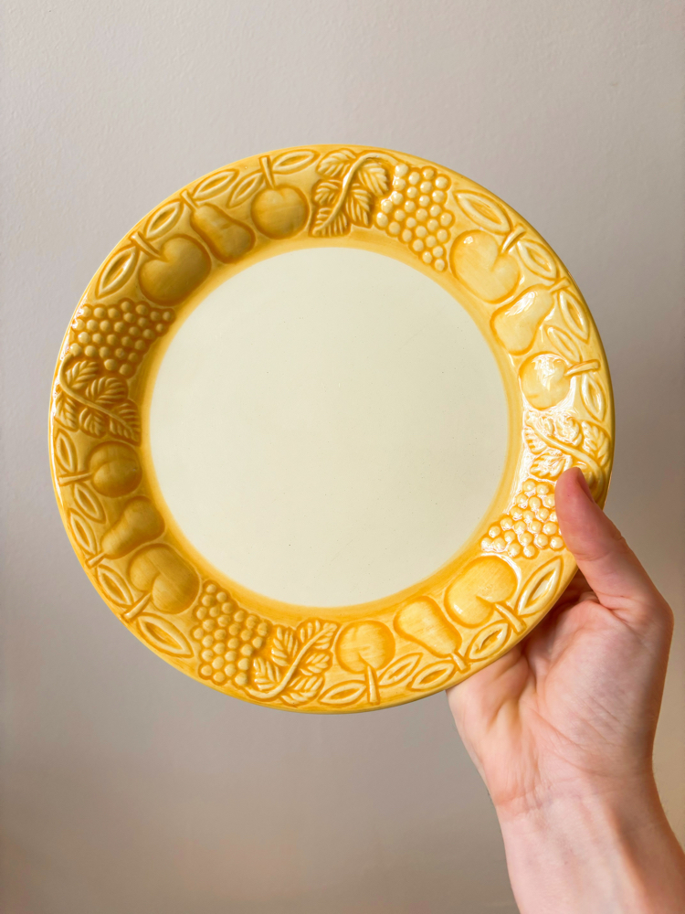 90’s Yellow Fruit Embossed Ceramic Plates